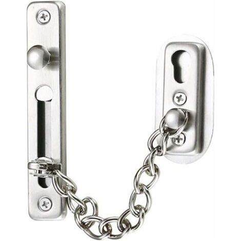 Safety chain, 304 stainless steel door chain, door chain lock with screws, suitable for interior doors and windows of homes, hotels and other places, chrome silver plated b (1/4)