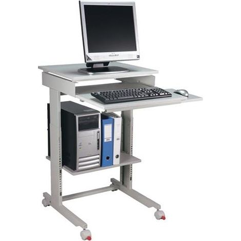 PC-Arbeitstisch H720-1100xB600xT500mm lichtgrau fahrbar
