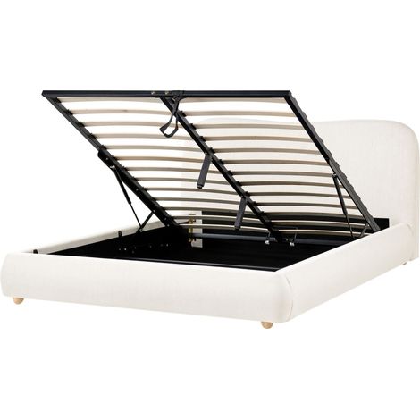 Letto con contenitore in stile minimalista 140 x 200 cm in tessuto moderno bianco sporco Blagnac