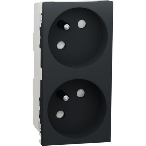 prise de courant - 2 x 2p+t - 45d - bornes auto - anthracite - schneider electric nu306954 (1/2)