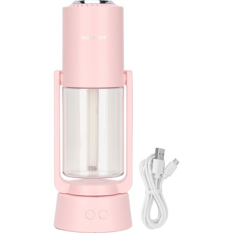 Mini humidificateur ioniseur silencieux portable rotatif USB avec veilleuse pour chambre bureau voiture rose (1/5)