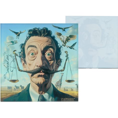 Carmani, sottobicchiere in vetro di circa 11,5x11,5 cm ispirato ai dipinti di Salvador Dalí (1/2)