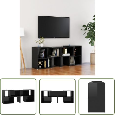 The Living Store TV-Schrank Hochglanz-Schwarz 104x30x52cm Holzwerkstoff - TV Schrank - Holzwerkstoff Möbel - Schwarz TV Stand - Regal - Wohnzimmer Dekoration (1/5)