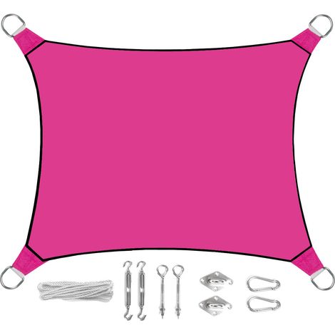 Sonnensegel Rechteckig 2x3m Pink mit Ösenset - Sonnenschutz für Balkon Terrasse (1/5)