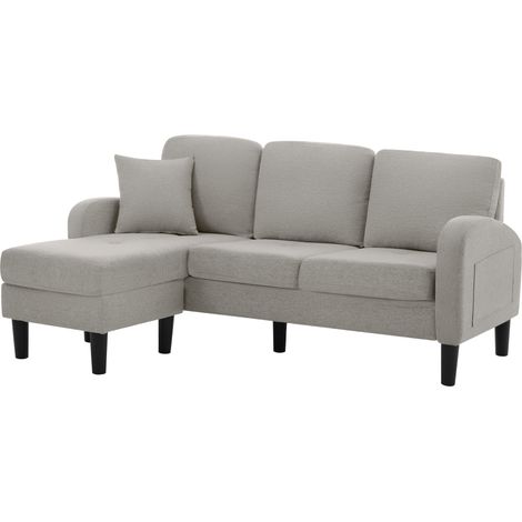 Sofá esquinero modular en L con chaise longue, 3 plazas, 166 x 118 x 77 cm, gris HOMVRA (1/5)