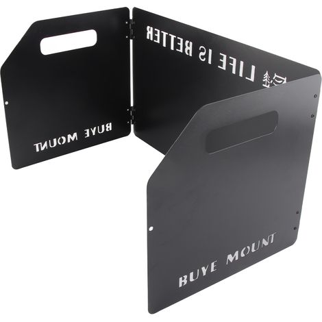 Pare-vent pliable en métal pour réchaud de camping, noir, noir. (1/5)