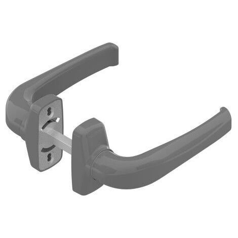 La Croisee Ds – Béquille double sur rosaces en aluminium gris anthracite RAL 7016 – Modèle Crystal – Section carré 8 mm – Ressort de rappel intégré