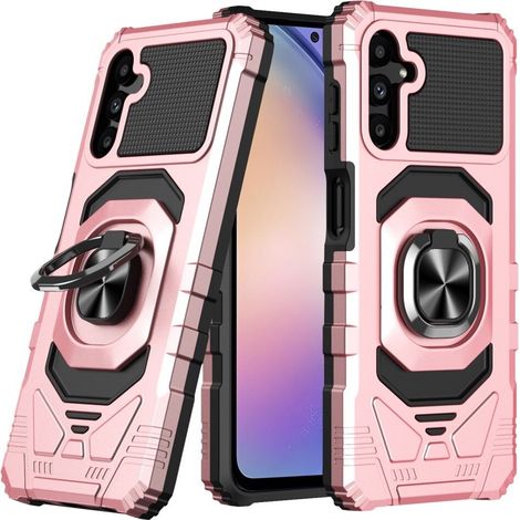 Custodia per Samsung Galaxy S23 FE, rinforzata con supporto e piastra per il fissaggio, oro rosa (1/5)