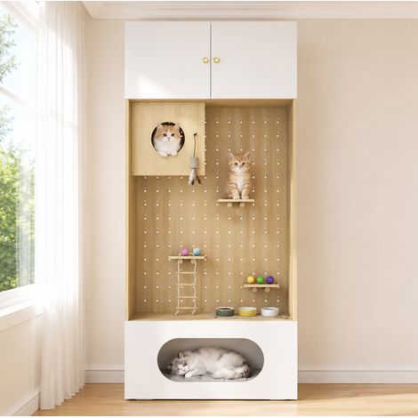 Meuble pour chats avec mur d’escalade et rangement 90 x 50 x 200 cm (1/5)