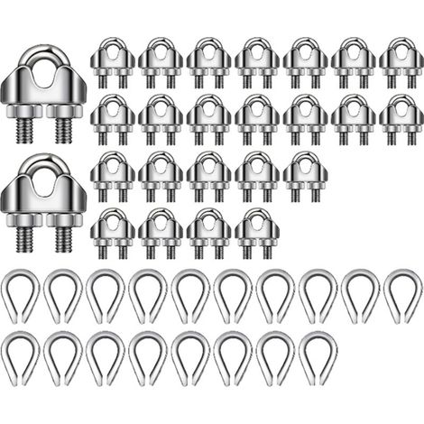 Kit di 50 funi metalliche da 3,2 mm (1/8 in), morsetti per funi metalliche M3 e capicorda in acciaio inossidabile M3 per funi metalliche (1/4)
