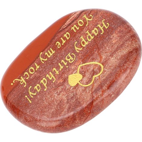Pierre d'anniversaire, inscription dorée, sculpture élaborée, pierre rouge inspirante (1/5)