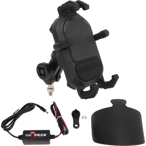 Support téléphone moto en métal et PC, fixation robuste, compatible S1000RR G310R R1250RS, 15W 12V, pièce de rechange (1/5)