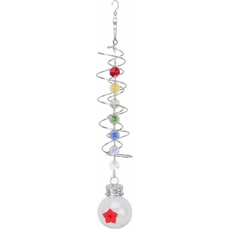 Mangiatoia per uccelli a forma di coda a spirale, decorazione da appendere per colibrì da esterno, per giardino, cortile, terrazzo. (1/5)