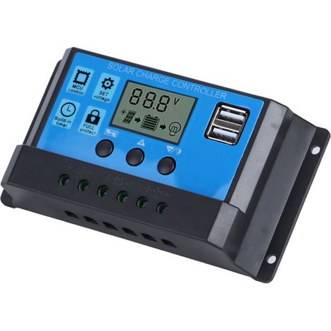 60A PWM-Solarladeregler mit zwei 5V-USB-Anschlüssen und LCD-Display für Solarpanel und Batterie