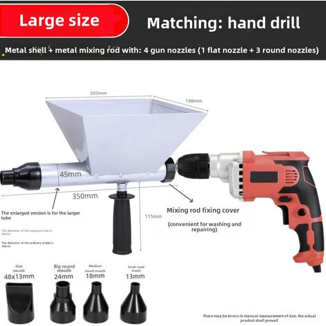 Pistolet à ciment très grand – boîtier métallique + perceuse – jointoiement, outil automatique, multi-têtes (1/5)