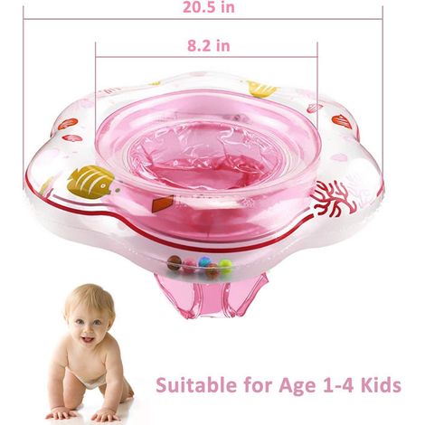 Anneau de Natation pour Bébé Sunny Enfants Double Couche Imperméable Train Sécurité Eau Jouet Piscine Accessoires, Mignon 2 Pièces, Rose Diamètre Extérieur 52cm Diamètre Intérieur 21cm (1/3)