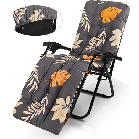 Coussin pour Transat Jardin 170 × 53 × 8 cm, Seul le Coussin, Antidérapant, Polyester, Marron Foncé, pour Intérieur, Terrasse, Plage (1/5)