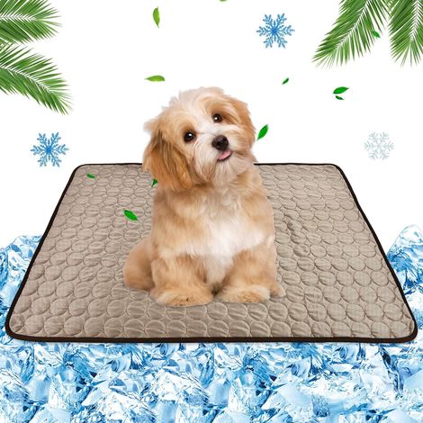 Tapis Rafraichissant Chien,Tapis de Refroidissement pour Chiens et Chats, Mesh Respirant Ice Silk Cool Mat pour Chiens de Petite et Moyenne Taille ou Chat,brun 70x100cm (1/5)