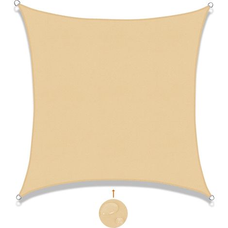 Voile d'ombrage Rectangulaire 2x2m(Sable Jaune) Imperméable Toile Ombrage UV Protection pour Patio Jardin, Terrasse,Extérieur, Balcon,Sable (1/5)