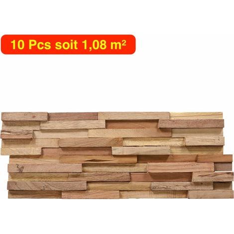 Panneaux Parement Mural en Bois. 10 Pièces. 1,08 m² Effet 3D (1/5)
