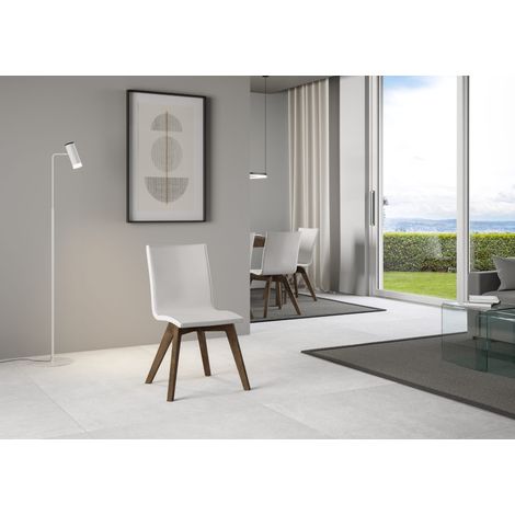 Sedia 52x52x87 cm Trudy gambe noce in Similpelle Bianco (1/3)