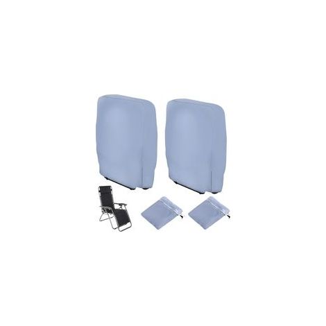 2pcs Housse de Protection pour Chaise Longue Pliante, Coupe-Vent Anti-UV Imperméable Housses pour Chaises de Jardin Pliantes, Housse de Chaise Longue de Jardin, avec Sac de Transport (Gris)