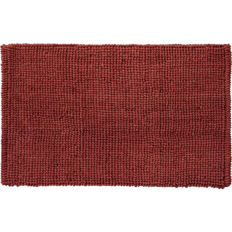 Tapis de bain en polycoton uni terracotta 50x80cm (1/3)