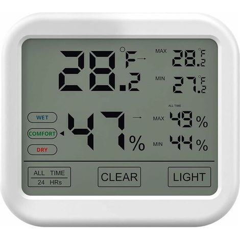 Thermomètre Hygromètre Intérieur avec Haute Précision, Numérique LCD Moniteur Température et Humidité, Indicateur du Niveau de Confort Idéal pour Chambres de Bébé, Maison, Cave, Frigo, Garage (1/5)