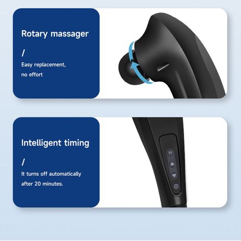 Baguette de massage 6 en 1 rechargeable en forme de dauphin, marteau de massage vibrant électrique sans fil, masseur portable pour la nuque et les cervicales. (1/3)