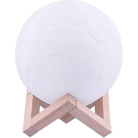 Lampe 3D avec support en bois - Globe (1/5)