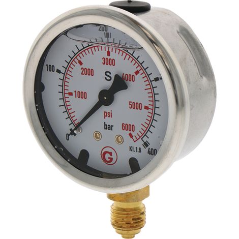 Manómetro con conexión G de 1/4 de pulgada, 400 bar, 63 mm (1/3)
