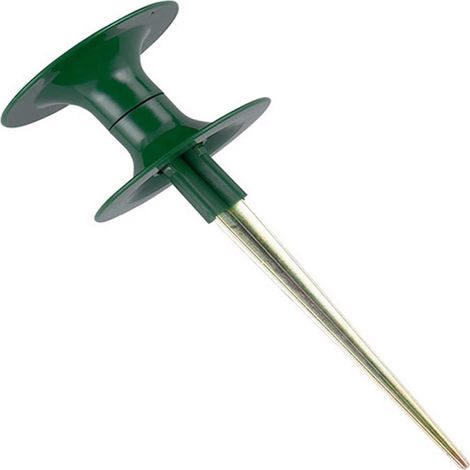 Piquet de guidage pour tuyau d'arrosage, piquet métallique robuste, vert foncé, à visser, pour la protection des plantes et des fleurs (1/3)
