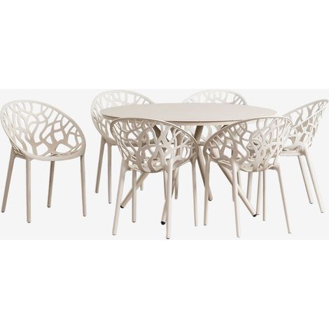 Set de mesa redonda Ø125 cm en aluminio Valerie y 6 sillas de jardín Ores SKLUM             