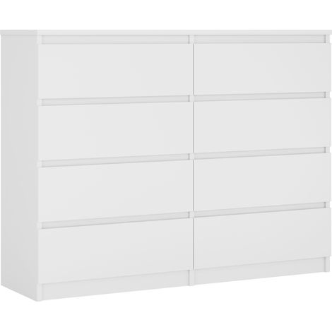 Commode 8 tiroirs : Blanc Mat, 120 x 39 x 101 cm (1/5)