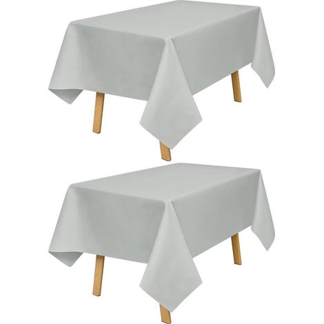 2er-Pack Tischdecke Hellgrau 140x200cm Polyester Faltenbeständig