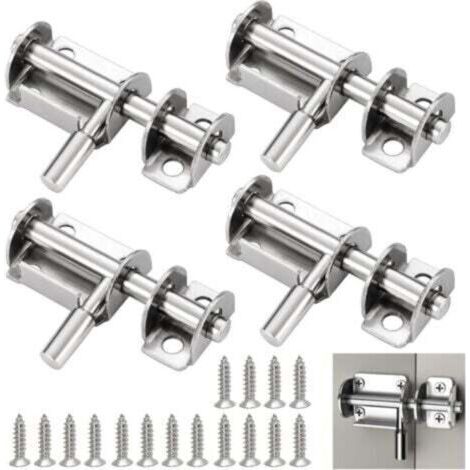 Targette de porte en acier inoxydable, 4 pièces, Verrou coulissant, Loquet de sécurité, Facile à installer pour salle de bain, toilette, jardin (1/4)