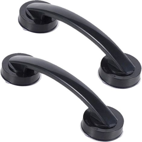 Tirador autoadhesivo con ventosa para cajones, armarios, puertas de frigorífico y puertas de cristal tirador portátil para puertas correderas con potente ventosa, juego de 2 (largo, negro) - Crezuo (1/4)
