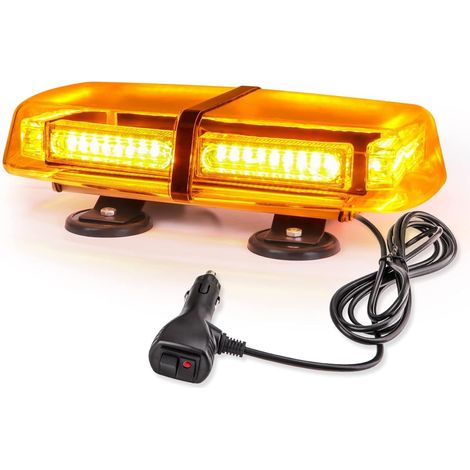 Gyrophare LED Orange 54 LED 12/24V, 7 Modes, Magnétique IP65 étanche pour conditions climatiques difficiles, fixation magnétique adaptée aux voitures,camions et dépanneuses (1/5)