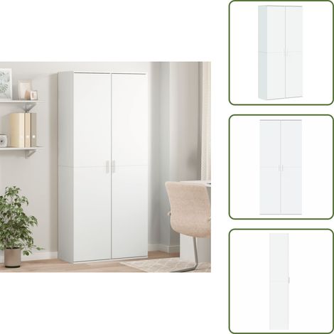 The Living Store Highboard Weiß 80x35x180 cm Holzwerkstoff - Hochregal (1/5)