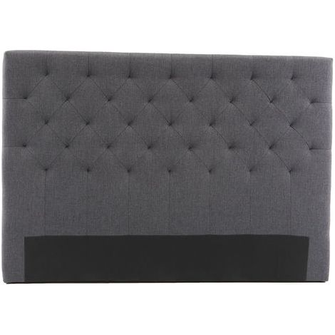 Tête de lit capitonnée en tissu gris foncé L140 cm ENGUERRAND (1/4)