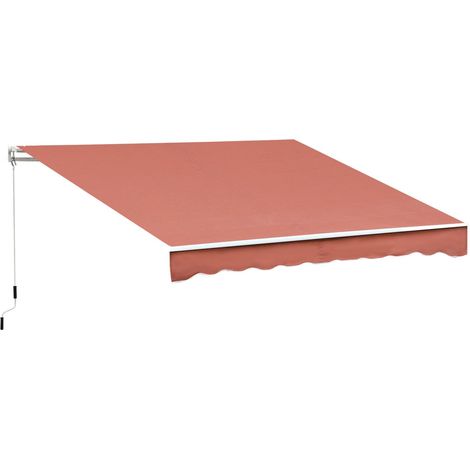 easycomfort tenda da sole per esterno avvolgibile a manovella in metallo e alluminio, 395x245cm, rosso ruggine