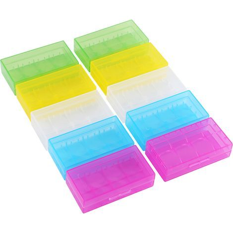 Transparente Aufbewahrungsbox für 18650- und 18350-Batterien – 10 Stück – 5 Farben (1/5)