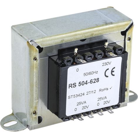Transformateur à montage sur châssis, Vin 230V c.a., Vout 20V c.a., 2 sorties, 50VA ( Prix pour 1 )
