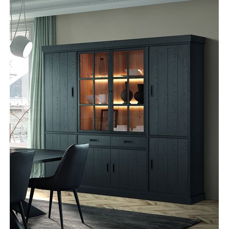 Vitrine moderne noire 240 cm Raphie (1/5)