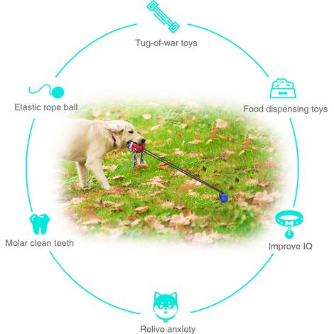 Jouet à tirer d'extérieur pour chien, balle en corde couinante pour le nettoyage des dents, jouet interactif avec distributeur de nourriture, jouet à mâcher pour chiens de taille moyenne et grandes ra