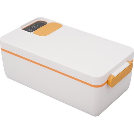 Gamelle Chauffante 1L 40W, Rechargeable par USB, Boîte à Lunch Électrique avec Sac de Transport, pour Bureau, Camping, Voyage (Orange+Blanc)