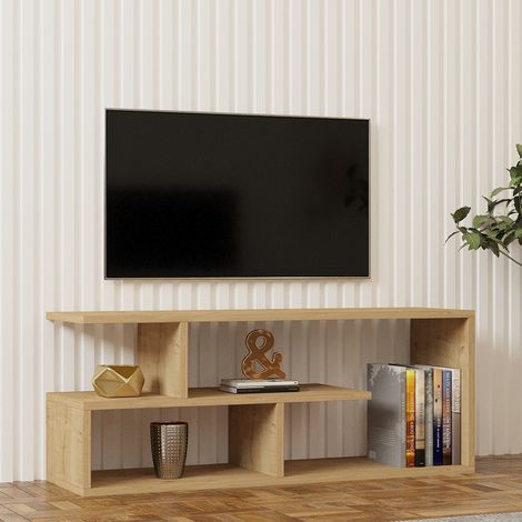 Mueble para TV Foglizzo, 2 estantes, 4 compartimentos, soporta 40 kg, 100x30x40h cm roble marrón (1/5)