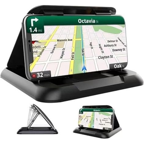Supporto universale girevole per telefono da auto - cruscotto con base autoadesiva - adatto a tutti i telefoni (1/5)