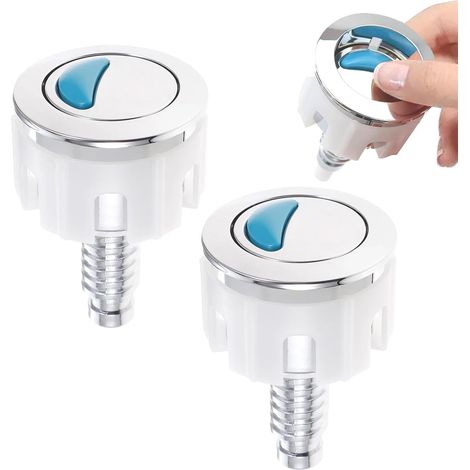 Lot de 2 boutons de chasse d'eau de rechange à double bouton poussoir à tête ronde pour réservoir de toilettes, accessoires pour réparation (1/5)