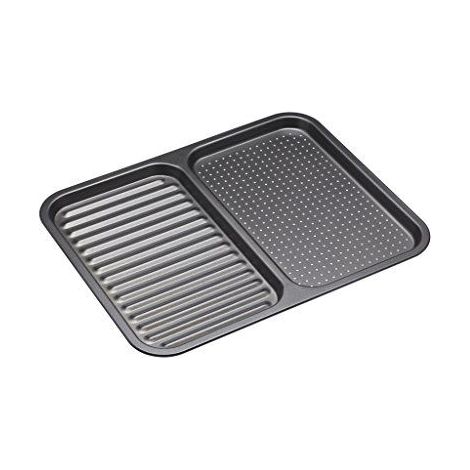 KitchenCraft MasterClass Plaque de four à 2 compartiments of Carbon Steel, 39 x 31 cm - Gris (1/2)